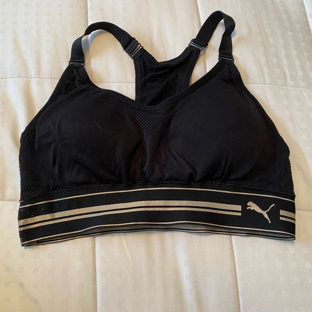 Black and gold puma sports bra